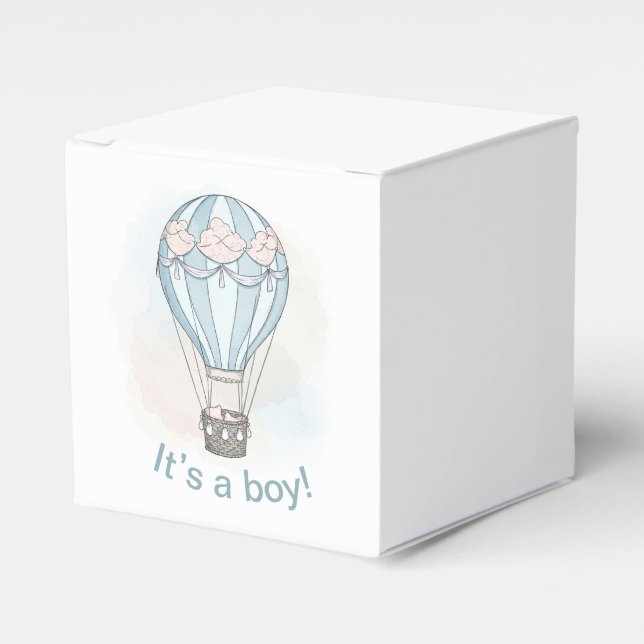 Whimsical hot air balloon baby shower favour box (Front Side)