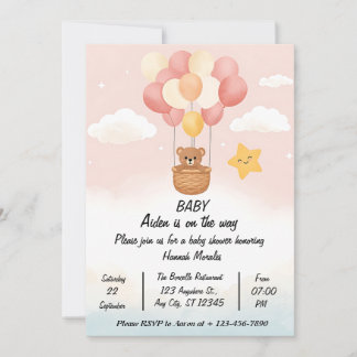 Whimsical Hot Air Balloon Baby Shower Invitation |