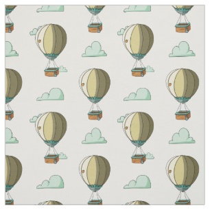 Whimsical Hot Air Balloon Cartoon Nursery  Fabric