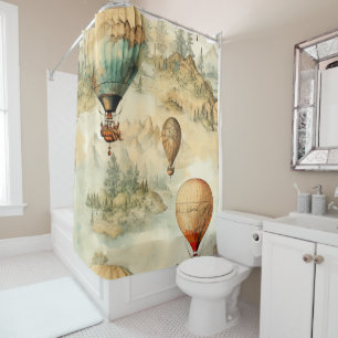Whimsical Hot Air Balloon Mountain Map