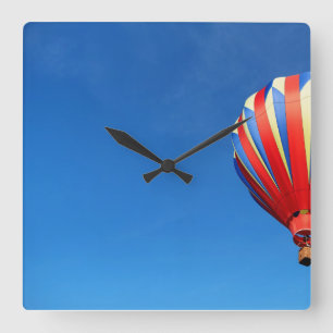 Whimsical Hot Air Balloon Square Wall Clock