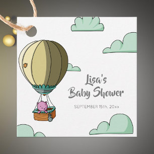 Whimsical Hot Air Balloon with Bear Baby Shower Favour Tags