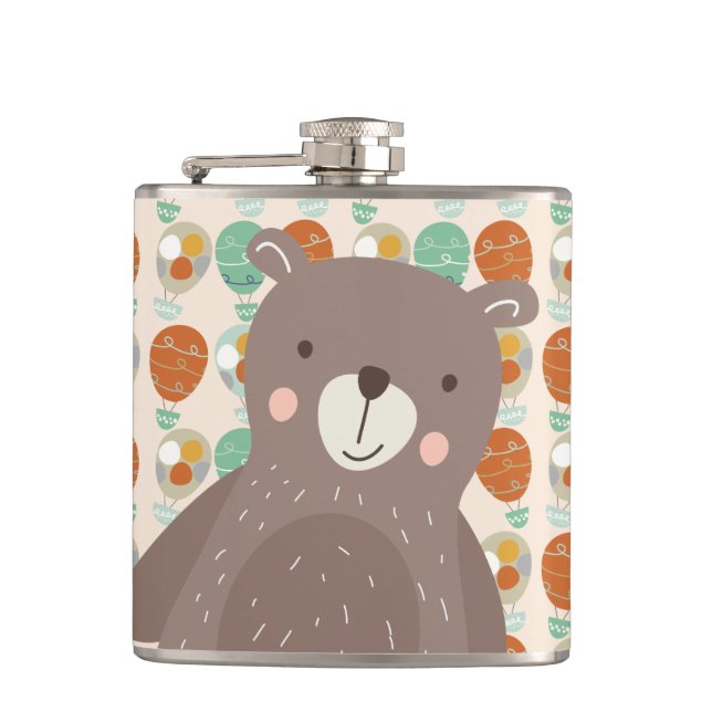 Whimsical Hot Air Balloons Hip Flask (Front)