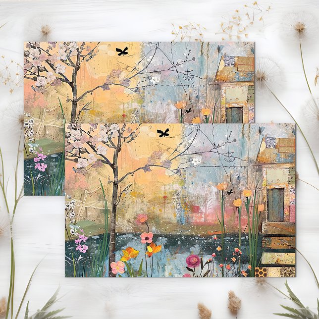 WHIMSICAL HOUSE ON THE LAKE ARTISTIC DECOUPAGE TISSUE PAPER (WHIMSICAL HOUSE ON THE LAKE ARTISTIC DECOUPAGE TISSUE PAPER)