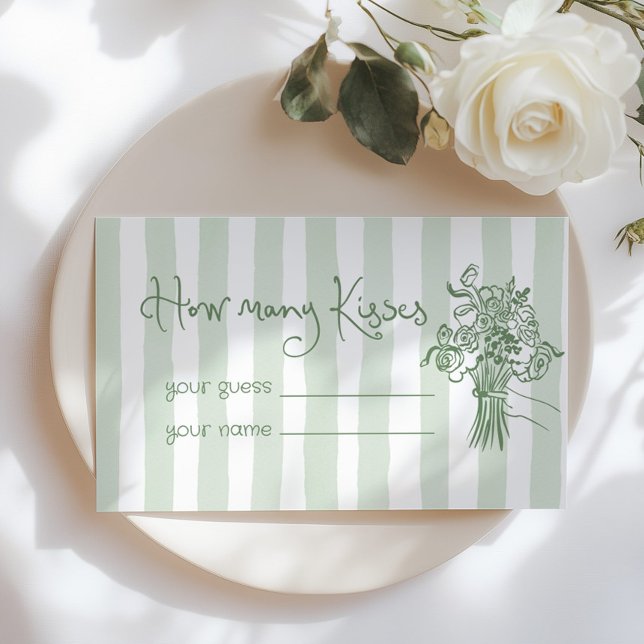 Whimsical How many kisses Sage green Enclosure Card (Creator Uploaded)