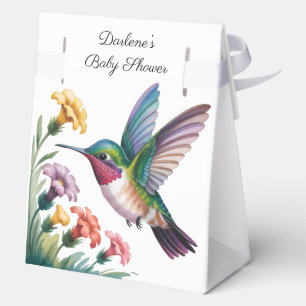 Whimsical Hummingbird Floral Baby Shower Favor Box