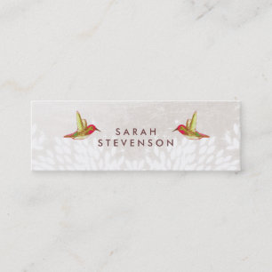 Whimsical Hummingbird in White Leaves Creative Mini Business Card