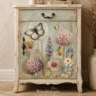 Whimsical Hydrangea and Butterfly Garden Decoupage Tissue Paper