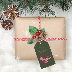 Whimsical Ice Skate Christmas Gift Tags