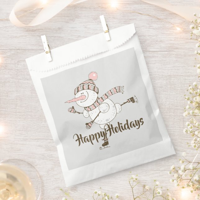 Whimsical Ice Skating Snowmen  Favour Bag (Clipped)