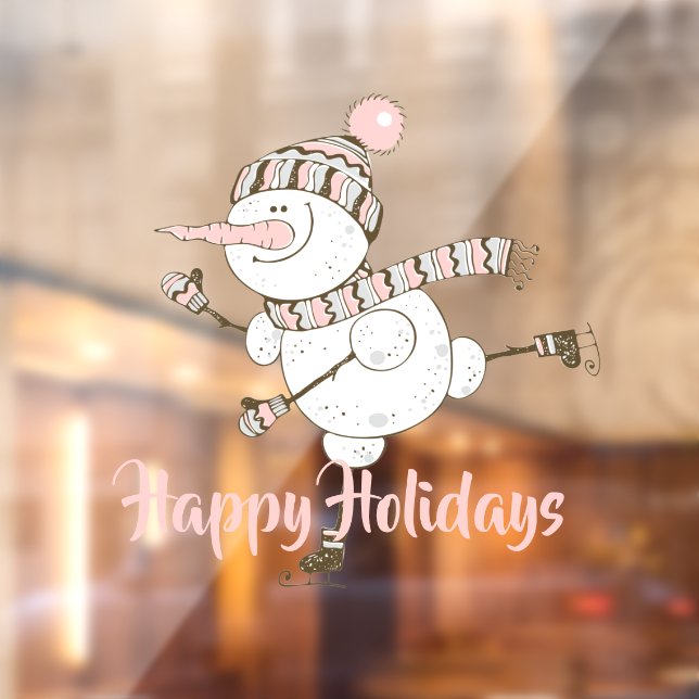 Whimsical Ice Skating Snowmen  Window Cling (Sheet 2)
