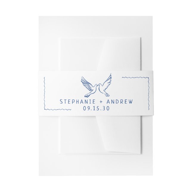 Whimsical Illustrated Wedding Invitation Belly Band (Front Example)