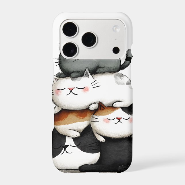 Whimsical Illustration of a Stack of Adorable Cats (Back)