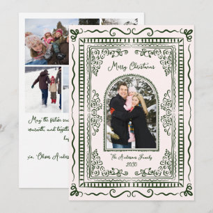 Whimsical Illustrative Christmas Five Photo Holiday Card