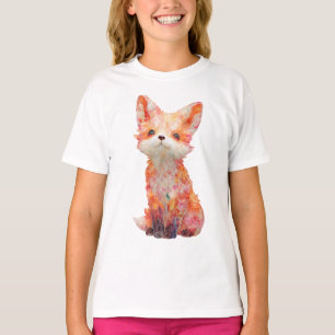 Whimsical Impressionist Textured Fox Kids T-Shirt