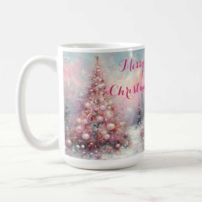 Whimsical Impressionistic Christmas Tree Coffee Mug (Left)