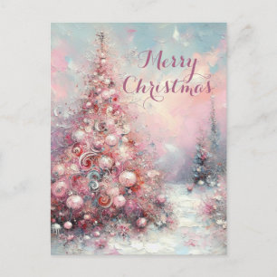 Whimsical Impressionistic Christmas Tree Holiday Postcard