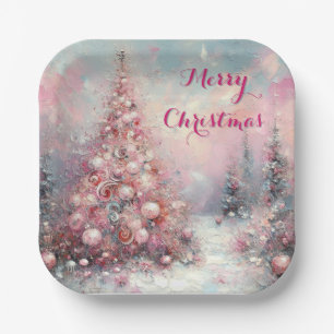 Whimsical Impressionistic Christmas Tree  Paper Plate