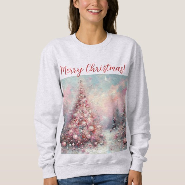 Whimsical Impressionistic Christmas Tree Sweatshirt (Front)