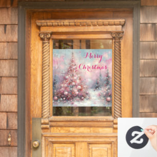 Whimsical Impressionistic Christmas Tree Window Cling