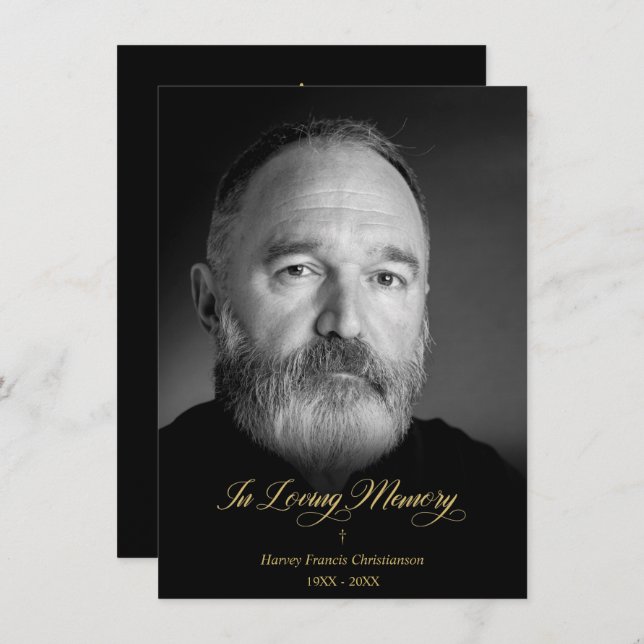 Whimsical In Loving Memory Photo Funeral Service Card (Front/Back)