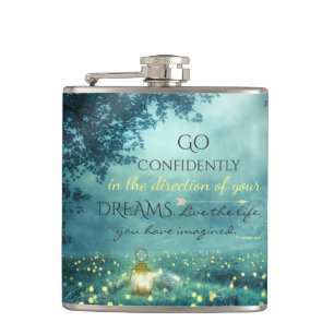 Whimsical Inspiring Dreams Quote Hip Flask