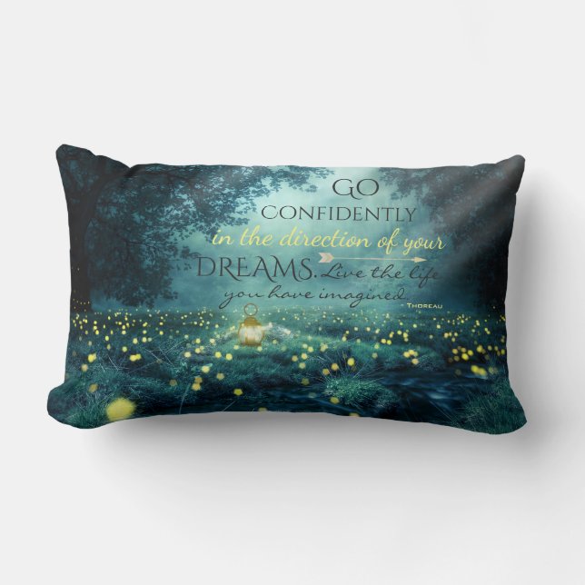 Whimsical Inspiring Dreams Quote Lumbar Pillow (Front)