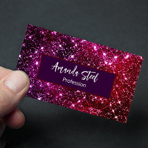 Whimsical iridescent pink Glitter monogram Magnetic Business Card
