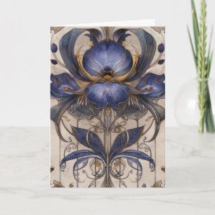 Whimsical Iris Type Flower Illustration Hello Card