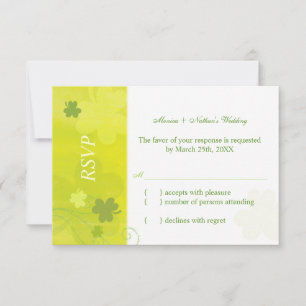 Whimsical Irish Green Shamrocks mariage RSVP