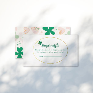 Whimsical Irish Lucky Green Shamrock Baby Shower  Enclosure Card