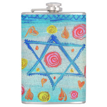 Whimsical Israeli flag with flowers & hearts