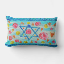 Whimsical Israeli flag with flowers & hearts