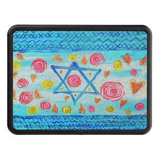 Whimsical Israeli flag with flowers & hearts Trailer Hitch Cover