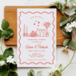 Whimsical Italian Doodle Wedding Rehearsal Dinner Invitation<br><div class="desc">Whimsical Italian Doodle Wedding Rehearsal Dinner Invitation</div>