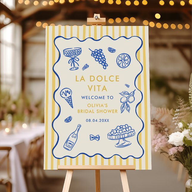 Whimsical Italian La Dolce Vita Bridal Shower Poster (Creator Uploaded)