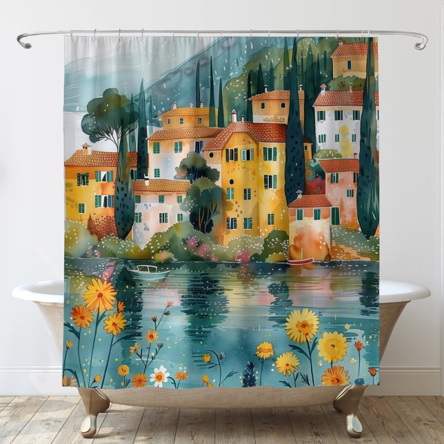 Whimsical Italian Lakeside Village Art (Creator Uploaded)
