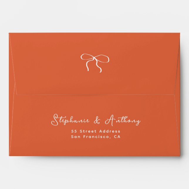 Whimsical Italian Sunset with White Bow Wedding Envelope (Back (Top Flap))