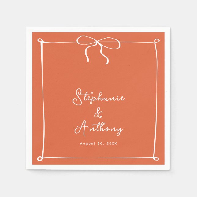 Whimsical Italian Sunset with White Bow Wedding Napkin (Front)