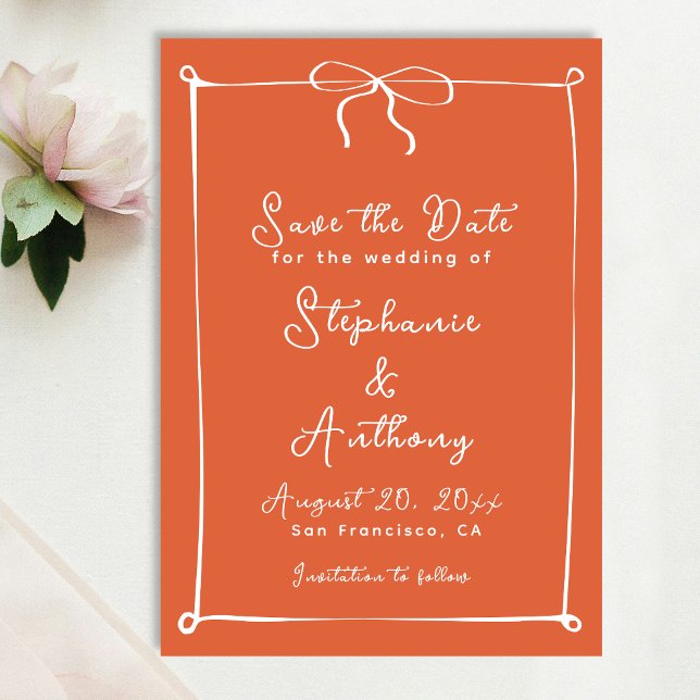 Whimsical Italian Sunset with White Bow Wedding Save The Date (Creator Uploaded)