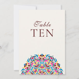 Whimsical Ivory Floral Border Wedding Table Number