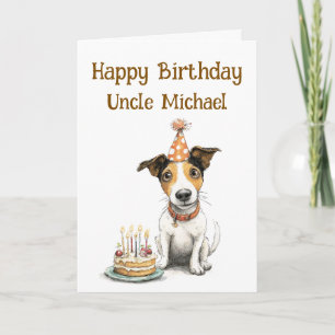 Whimsical Jack Russell Dog Birthday Card
