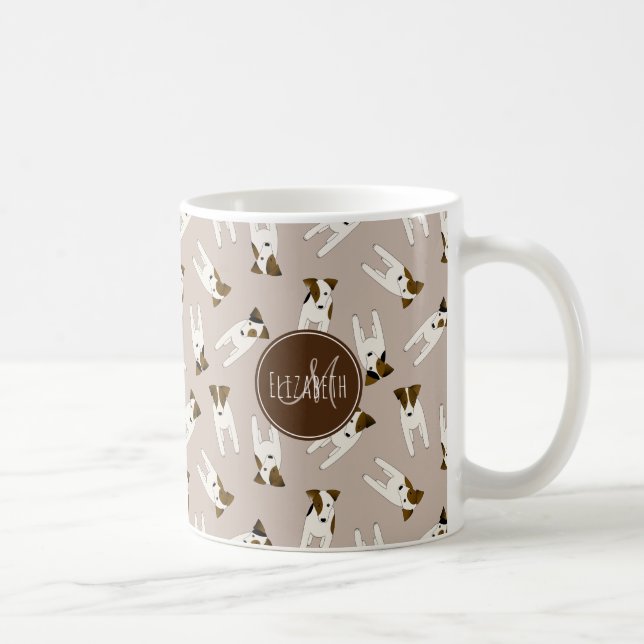 Whimsical Jack Russell Terriers pattern ANY colour Coffee Mug (Right)