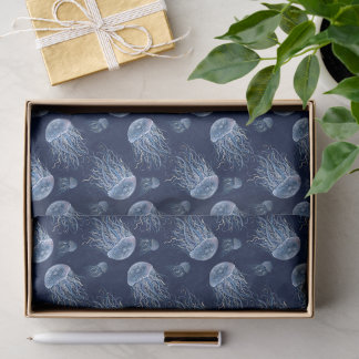 Whimsical jellyfish hand painted art tissue paper