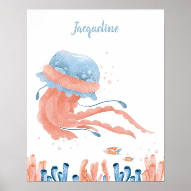 Whimsical Jellyfish Lullaby Customizable Poster (Front)