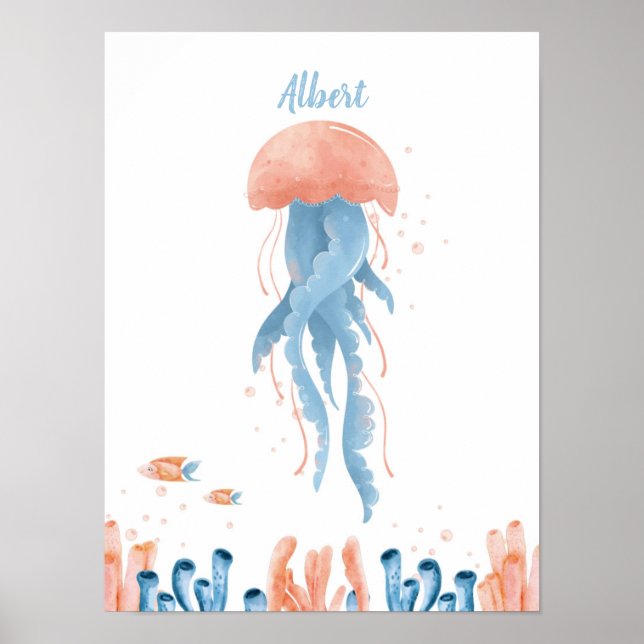 Whimsical Jellyfish Lullaby Customizable Poster (Front)