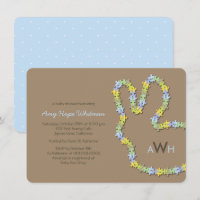 Whimsical Jigsaw Blue Bunny Rabbit Boy Baby Shower