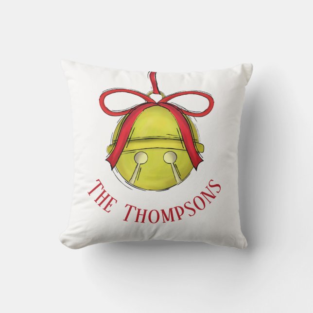 Whimsical Jingle Ornament Cute Holiday Christmas Throw Pillow (Front)