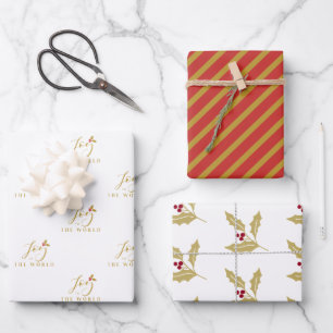 Whimsical Joy to World Quote Classic Christmas Wrapping Paper Sheet