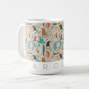 Whimsical Jungle Animals Mug   Personalized Kids 